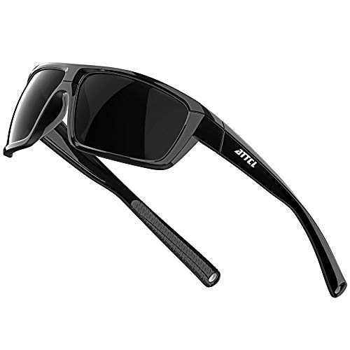 ATTCL Herren Polarisierte Wrap Sonnenbrille UV-Schutz Sportbrille TR90 Rahme Ultraleicht 5001 Black von ATTCL