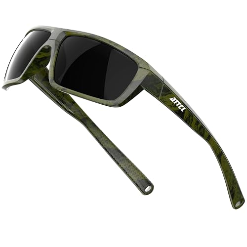 ATTCL Herren Polarisierte Wrap Sonnenbrille UV-Schutz Sportbrille TR90 Rahme Ultraleicht 5001 Camouflage von ATTCL