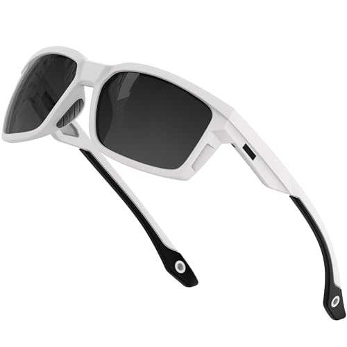 ATTCL Sonnenbrille Herren Polarisierte Sportbrille Fahrerbrille TR90 Rahme Ultra Leicht CAT 3 UV400-Schutz 2238 white-Gray von ATTCL
