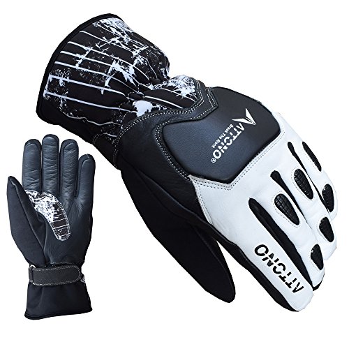 ATTONO Skihandschuhe Leder Softshell Ski Racing Snowboard Handschuhe - Größe 10/XL von ATTONO