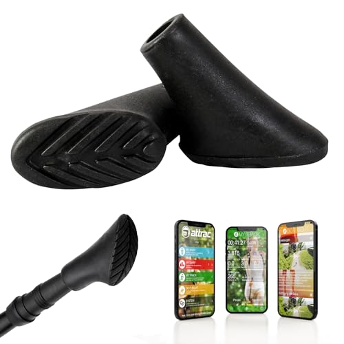 ATTRAC Nordic Walking Pads Set I Gummipuffer für alle gängigen Wanderstöcke Walkingstöcke Trekkingstöcke Modelle I Walkingstöckepuffer für Asphalt und Stein (Gelände), Nordic Walking stöcke Herren von ATTRAC