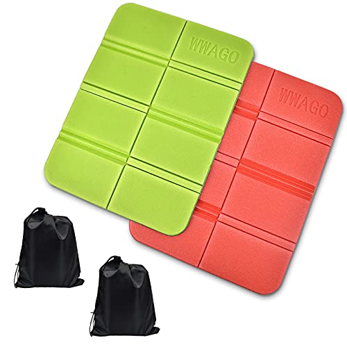 AUBEY 2er Thermo Sitzkissen Outdoor Faltbar, Sitzunterlage Outdoor Kinder Sitzmatte, Wasserdicht Spielplatz Matte, Wander Jagd Zubehör Garten Stadion Hunting Camping (Rot und Grün) von AUBEY