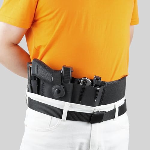 AUGOOL Bauchband Holster Belly Band Taille Pistolenholster für verdecktes Tragen mit Magazinhalter taktisch elastisch für: Glock 19 Beretta, Rechts M von AUGOOL