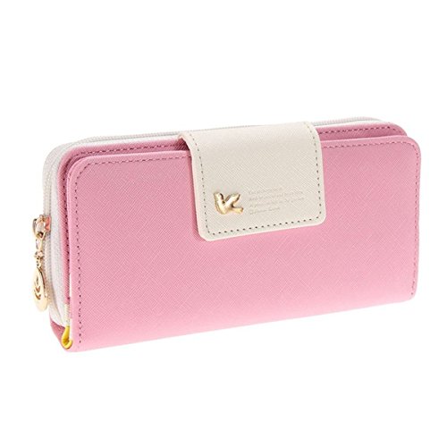 Ein Damen Multi-Position Zwei Fold lang Reißverschluss Portemonnaie lang Reißverschluss Geldbörse Handtasche Handtasche, rose (Pink) - QB005 von AUGUR