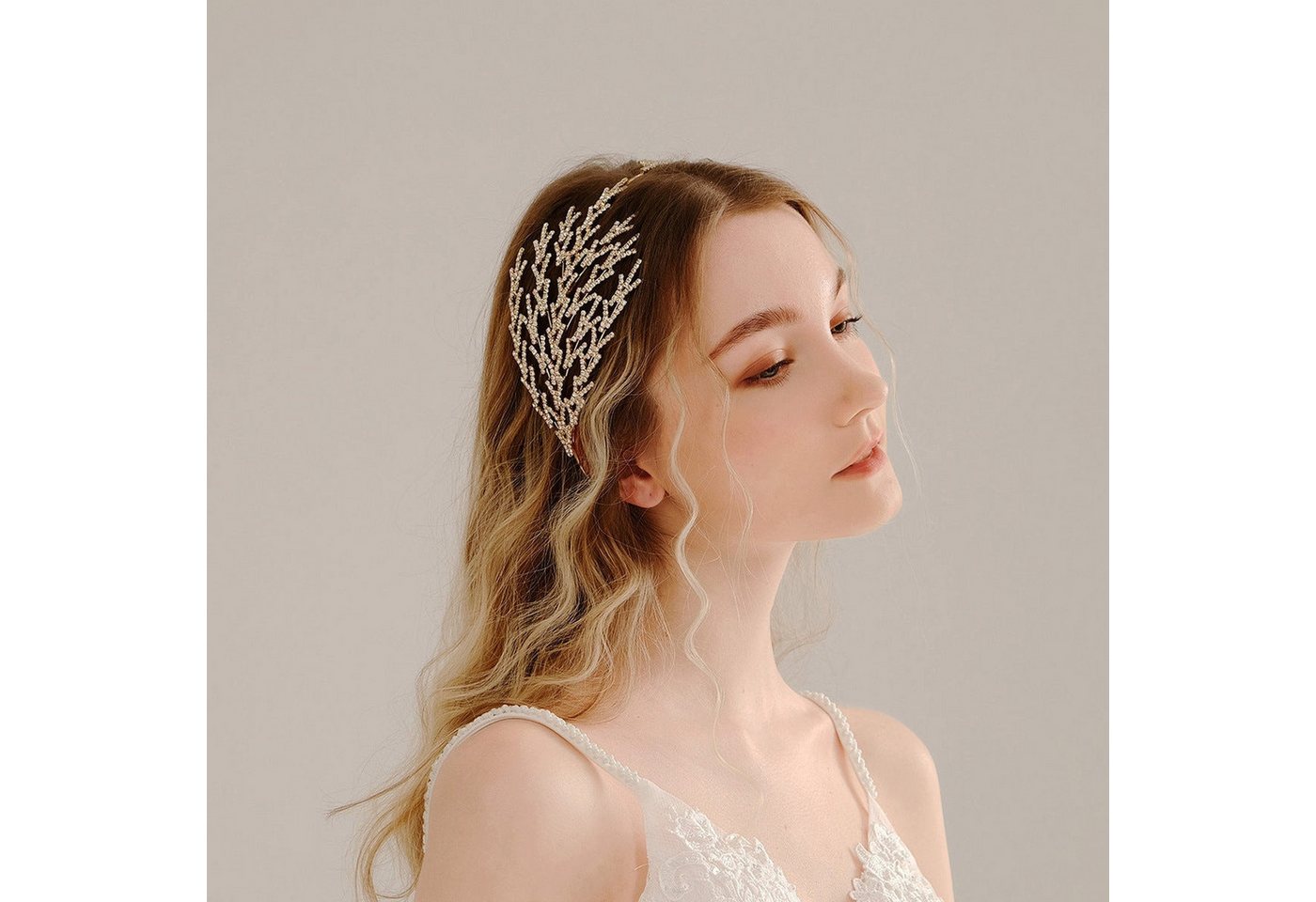 AUKUU Diadem Braut Braut Haarschmuck Retro Stirnband leicht luxuriös, Hochzeitskleid Tiara Stil vielseitiges diamantgepresstes Haar von AUKUU