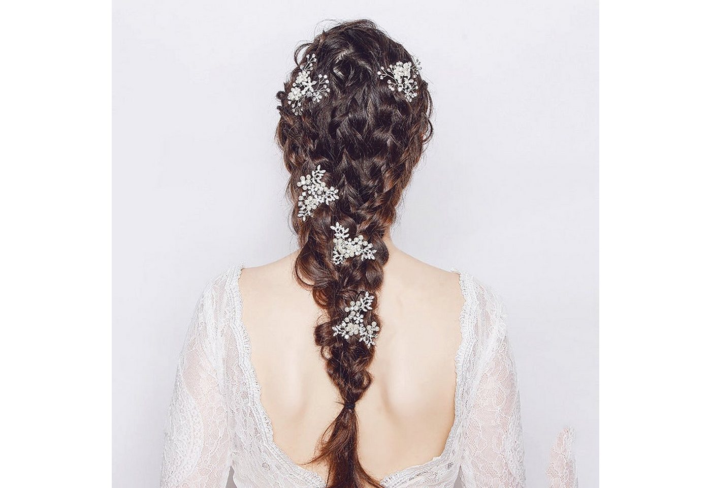AUKUU Diadem Einfache Einfache Brauthaarnadel exquisite handgewebte Nadeln, Perlen und Strass Brautkleid Kopfschmuck von AUKUU