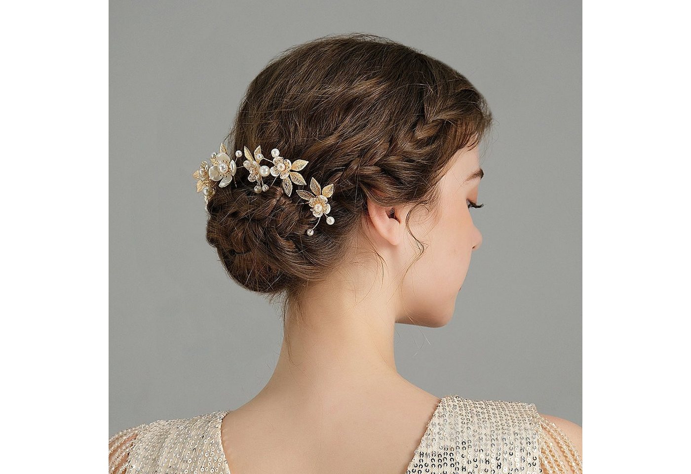 AUKUU Diadem Retro Retro Haarschmuck für die Braut wunderschöne Acrylblumen, vielseitige Haarnadeln Perlen Haarnadel Set von AUKUU