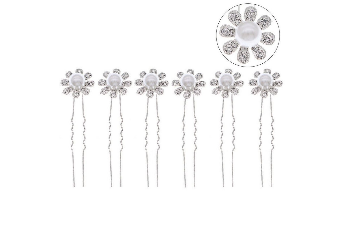 AUKUU Diadem Strass Strass Blumen Kugel Haarnadel handgefertigte Perlennadel, Platten Haarnadel der Braut U förmige Haarnadel von AUKUU