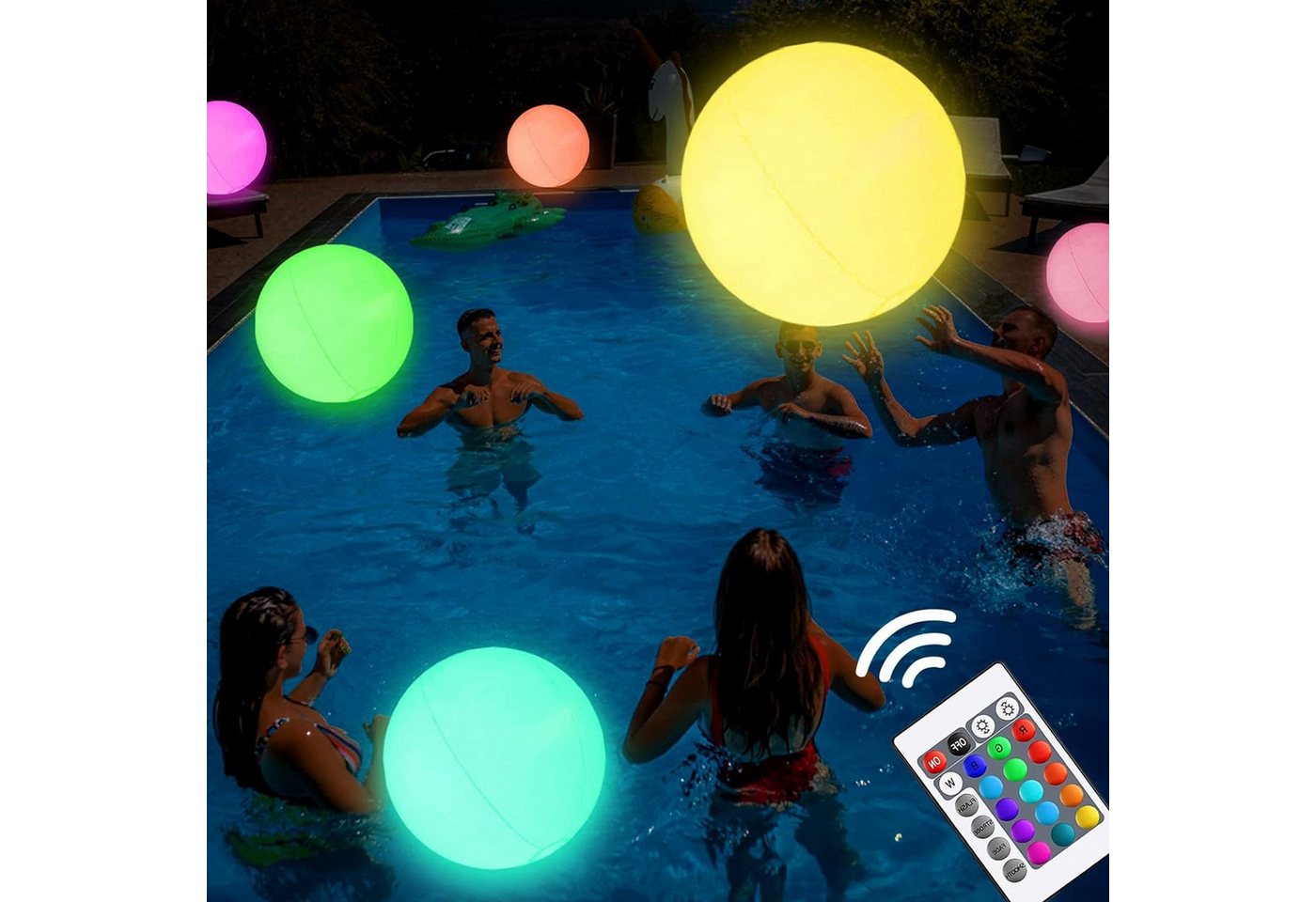 AUKUU Wasserball Aufblasbare Aufblasbare LED Leuchtkugel Außenpool Innenhof, Ohne Luftpumpe von AUKUU