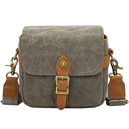 AUXDIQ SLR-Kameratasche, wasserdichtes Wachs Canvas Tasche Vintage-Kamera-Koffer Messenger Bag mit Interlayer Pad von AUXDIQ