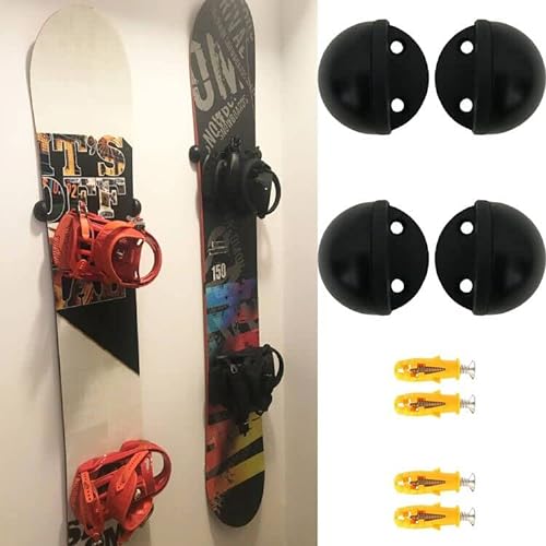 AUXPhome 4 Stück Ski- / Snowboard-Wandhalterung, schwebende Kleiderbügel, Wandhalterung – Edelstahl – abriebfestes Gummi schützt die Kanten Ihres Boards, inklusive Hardware – für 2 Boards von AUXPhome
