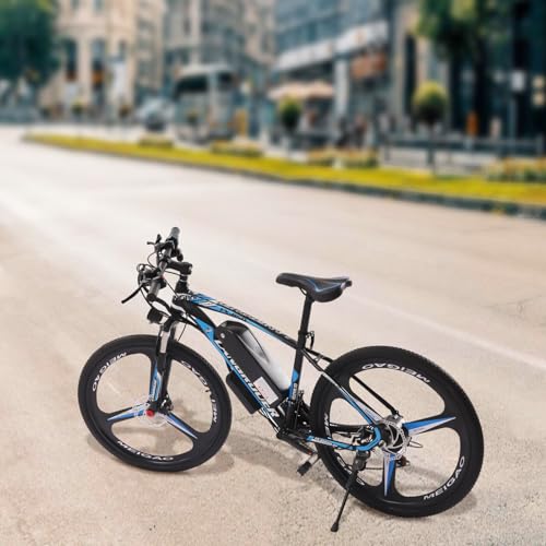 AUYART 250W 26 Zoll Elektrofahrrad 21 Geschwindigkeiten Anti-Rutsch-Räder für sicheres Fahren + LED-Licht 25km/h Mountainbike E-Bike Citybike Elektrofahrräder für Männer und Frauen (Bleu) von AUYART