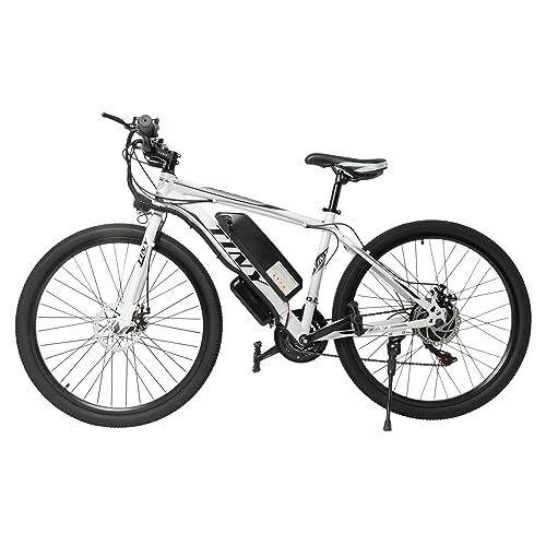 AUYART 250W 26 Zoll Elektrofahrrad 21 Geschwindigkeiten Anti-Rutsch-Räder für sicheres Fahren + LED-Licht 25km/h Mountainbike E-Bike Citybike Elektrofahrräder für Männer und Frauen (weiß) von AUYART