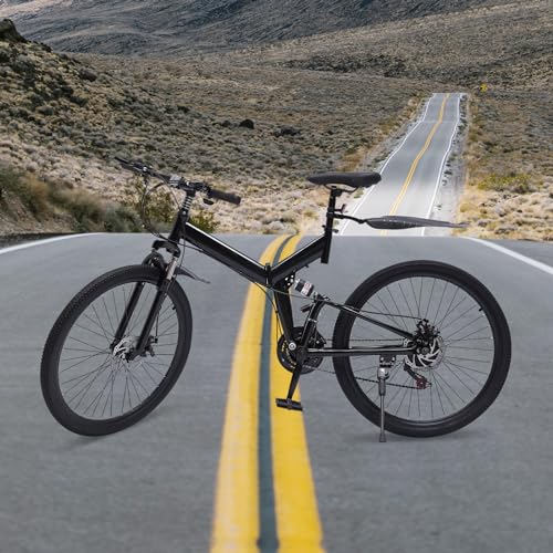 AUYART 26“ Mountain Bike 21 Speed + Karbonstahl-Klapprahmen Full Suspension Scheibenbremse Herrenräder Fahrrad MTB Off-Road-Sport Genießen Sie die Fahrt Schwarze von AUYART