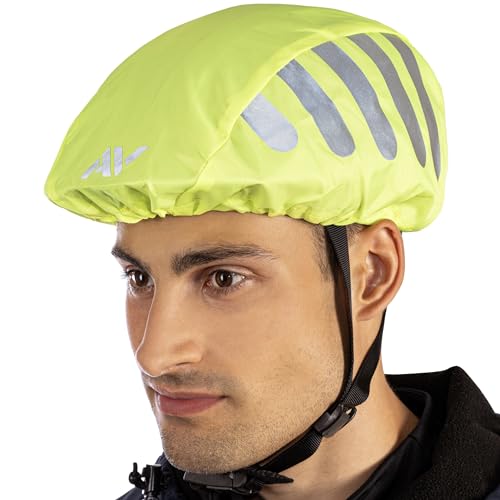 AVANA Regenschutz für Fahrradhelm Reflektoren Helmüberzug reflektierende Abdeckung wasserdichter Regenüberzug (Neon-Gelb) von AVANA