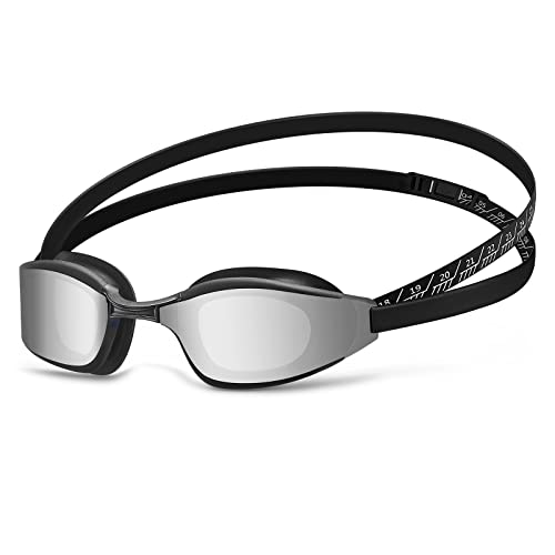AVAWAY Polarisiert Schwimmbrille für Kinder Damen Herren UV-Schutz, Anti Nebel Wasserdicht Klare Sehschärfe mit Drei Austauschbare Brücken, Elastisch Gurtband Einstellbare Länge von AVAWAY