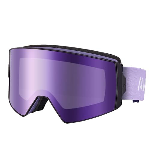 AVAWAY Skibrille Snowboard Brille Zylinder Verspiegelt Magnet-Wechselsystem OTG UV-Schutz Anti Fog Linse von AVAWAY
