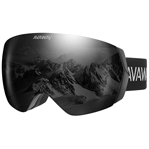 AVAWAY Skibrille Snowboard Brille für Brillenträger Herren Damen Erwachsene Jugendliche OTG UV-Schutz Kompatibler Helm Anti Fog Skibrillen Sphärisch Verspiegelt von AVAWAY