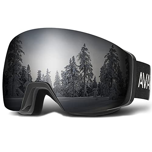AVAWAY Skibrille Snowboard Brille für Brillenträger Herren Damen Erwachsene Magnet-Wechselsystem OTG UV-Schutz Kompatibler Helm Anti Fog Skibrillen Sphärisch Verspiegelt von AVAWAY