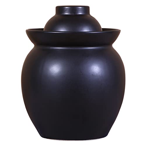 AVIMYA Großes Einmachglas aus Keramik mit Deckel, traditionelles chinesisches Gärungsset, Topf mit wasserabweisendem Luftschleusendeckel, Gärglas für Kimchi, Sauerkraut, blau-1,5 kg (schwarz 1,5 kg) von AVIMYA