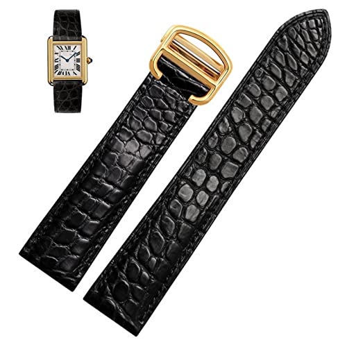 AVIMYA Uhrenarmband Geeignet für Cartier Krokodilleder-Uhrenarmband Herren Leder Tank Key London Calibo Uhrenkette Damen 20 mm (Farbe: 10 mm Goldverschluss, Größe: 25 mm) ShaoSu von AVIMYA