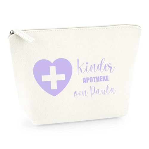 AWASG Kinderapotheke Filz Tasche - Personalisiert mit Name - Täschchen Medikamente Kinder - Notfalltasche leer M (19 x 18 x 9 cm) (weiß) von AWASG