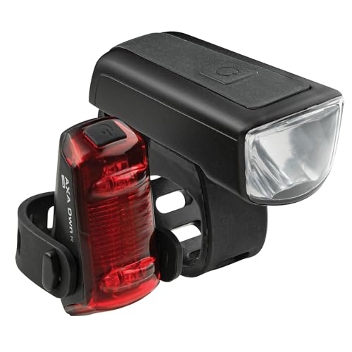AXA Dwn Set 30 Lux – Fahrradlampen-Set – USB wiederaufladbar – Zwei Lichtmodi – LED-Licht – 30 Lux – Einfache Montage von AXA