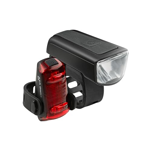AXA Fahrradlicht Set Dwn 30 Lux – USB Aufladbar – 11 Stunden Leuchtdauer – Batterieanzeige – StVZO Zugelassen von AXA