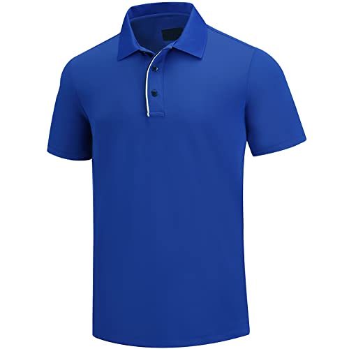 Golf Poloshirt Herren Pro 3.0 T-Shirt Freizeitshirt Männer Slim Fit Kurzarm Langarm Polo Shirts Atmungsaktiv Schnell Trocknend Tshirts Kragen mit Knopfleiste für Sommer Sport Outdoor (3XL, Meerblau) von AXKAL