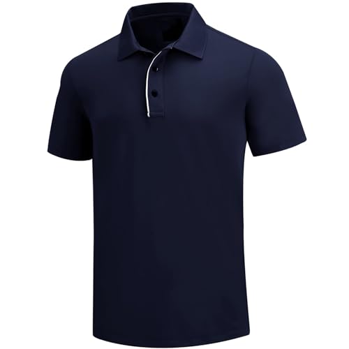 Golf Poloshirt Herren Pro 3.0 T-Shirt Freizeitshirt Männer Slim Fit Kurzarm Langarm Polo Shirts Atmungsaktiv Schnell Trocknend Tshirts Kragen mit Knopfleiste für Sommer Sport Outdoor (3XL, Cyan) von AXKAL