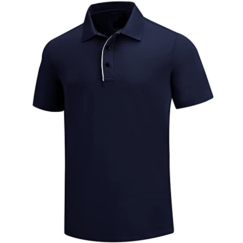 Golf Poloshirt Herren Pro 3.0 T-Shirt Freizeitshirt Männer Slim Fit Kurzarm Langarm Polo Shirts Atmungsaktiv Schnell Trocknend Tshirts Kragen mit Knopfleiste für Sommer Sport Outdoor (L, Cyan) von AXKAL