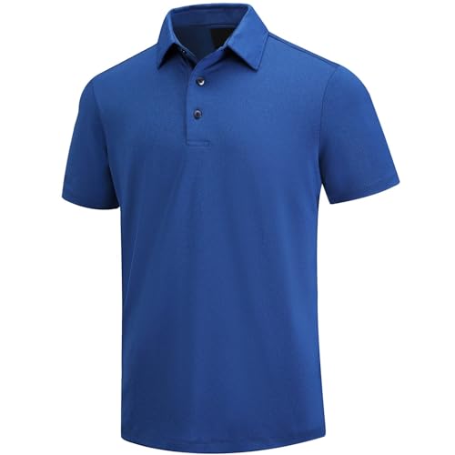 Golf Poloshirt Herren Pro 3.0 T-Shirt Freizeitshirt Männer Slim Fit Kurzarm Langarm Polo Shirts Atmungsaktiv Schnell Trocknend Tshirts Kragen mit Knopfleiste für Sommer Sport Outdoor (M, Saphir) von AXKAL