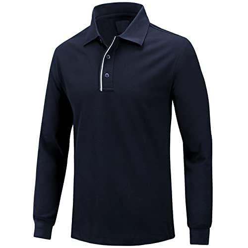 Golf Poloshirt Herren Pro 3.0 T-Shirt Freizeitshirt Männer Slim Fit Kurzarm Langarm Polo Shirts Atmungsaktiv Schnell Trocknend Tshirts Kragen mit Knopfleiste für Sommer Sport Outdoor (XXL, Indigo) von AXKAL
