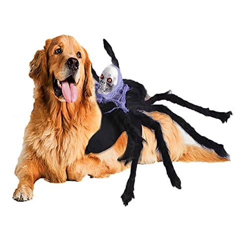 AXTMR Halloween Hund Katze spinne kostüme, Haustier Spinnenkostüm Skelett Weihnachtsfeier Kleidung,Hundekostüm mit Haarige Spinne,Purple,L von AXTMR