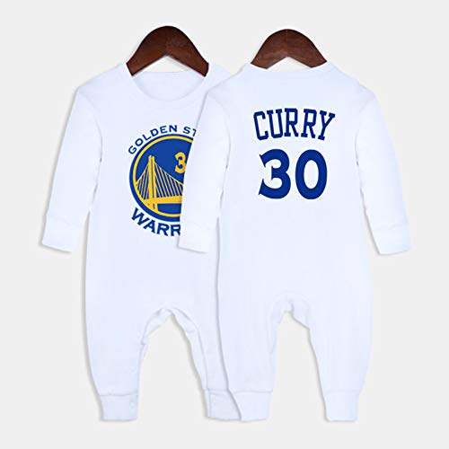 Baby Bodysuit Crawl Anzug, Einteilige Baby Hedging Schlafanzüge, geeignet für 3-15 Monate Neugeborene Baby Basketball Trikots, 24 Modelle,Curry-White,80CM von AXTMR