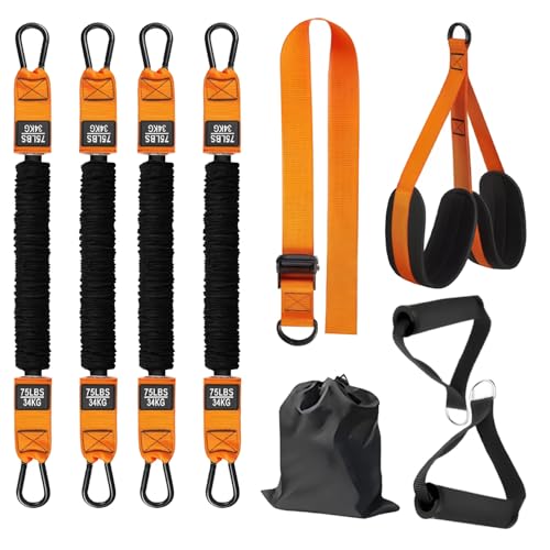 Klimmzughilfe Set mit 4 Verstellbaren Widerstandsbändern & 2 Fußstützen, Klimmzughilfebänder für Effektives Krafttraining & Unterstützung beim Klimmzug für Anfänger und Fortgeschrittene von AXVRAV