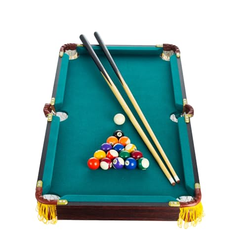 91,4 cm Mini-Billardtisch, 91,4 cm, für Kinder, mit 2 Kreide, Queues, Bällen, Regaldreieck, 92 cm, tragbare kleine Snooker-Tischplatte von AYEAH