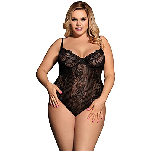 AYJMA Bügel Bodys para Mujer Fashion Lace 5XL Teddy Plus Size Strampler Transparent Overall Sexy Frauen Body 5XL Schwarz Body von AYJMA