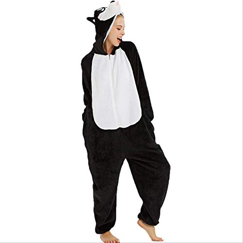 AYJMA Frauen Pyjamas Frauen Männer Flanell Nachtwäsche Pyjamas Unisex Stitch Panda Lion Cartoon Tier Winter Pyjamas Sets L (Höhe 168-178CM) Black Husky von AYJMA