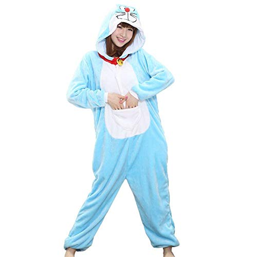 Frauen Onesie Cartoon Pyjama Erwachsene Schöne Blaue Katze Kigurumis Party Anzug Anime Pyjamas Winter Warmer Weicher Schlaf Jumpsuit XL Doraemon von AYJMA