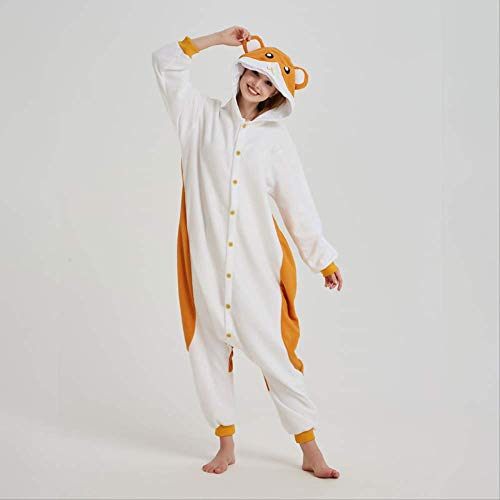 Onesie Tier Kigurumis Maus Pyjama Lustige süße Overalls Adult Winter Jumpsuit Polar Fleece Cartoon Anzug Outfit M Hamster von AYJMA
