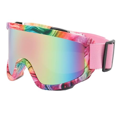 AYKANING Motocross Brille,Motorradbrille Anti-Fog-Skibrille, Motorradbrille, Winter-Snowboard-Skibrille, Outdoor-Sport, winddichte Skimaske, Off-Road-Brille, Helm(Color:ZZ-Pink) von AYKANING