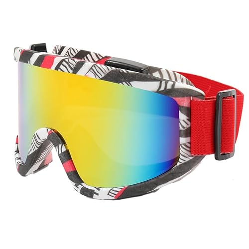 AYKANING Motocross Brille,Motorradbrille Anti-Fog-Skibrille, Motorradbrille, Winter-Snowboard-Skibrille, Outdoor-Sport, winddichte Skimaske, Off-Road-Brille, Helm(Color:ZZ-Red) von AYKANING