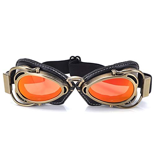 AYKANING Motocross Brille,Motorradbrille MTB-Biker-Goggles Motorrad-Goggle-Sonnenbrillen-Roller Moto Aviateur-Weinlese-Gläser Motocross Goggle (Color : Bronze Red) von AYKANING