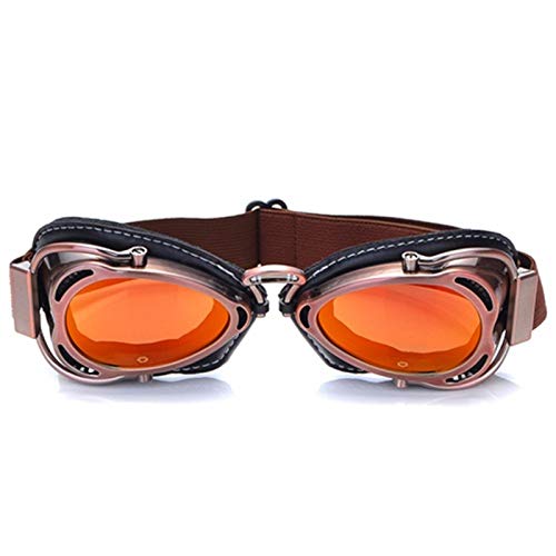 AYKANING Motocross Brille,Motorradbrille MTB-Biker-Goggles Motorrad-Goggle-Sonnenbrillen-Roller Moto Aviateur-Weinlese-Gläser Motocross Goggle (Color : Copper Red) von AYKANING