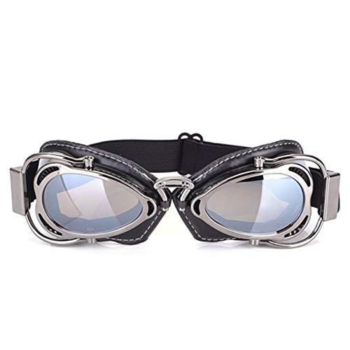 AYKANING Motocross Brille,Motorradbrille MTB-Biker-Goggles Motorrad-Goggle-Sonnenbrillen-Roller Moto Aviateur-Weinlese-Gläser Motocross Goggle (Color : Gray Silver) von AYKANING