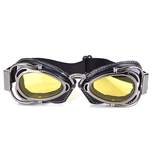 AYKANING Motocross Brille,Motorradbrille MTB-Biker-Goggles Motorrad-Goggle-Sonnenbrillen-Roller Moto Aviateur-Weinlese-Gläser Motocross Goggle (Color : Gray Yellow) von AYKANING