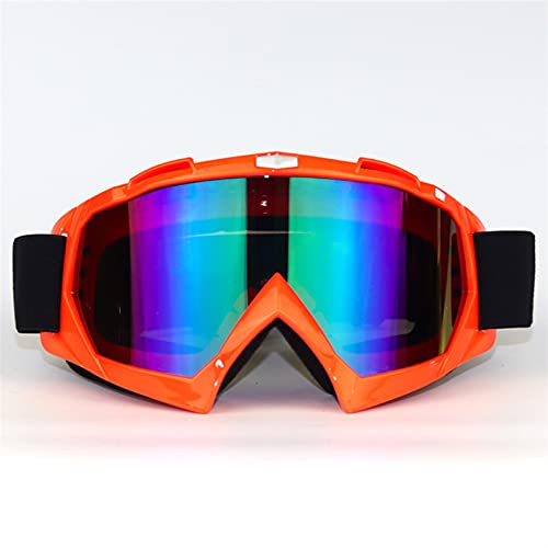 AYKANING Motocross Brille,Motorradbrille Mode Motorrad Motocross Off-Road Gläser Racing Dirt Bike Anti-UV-Helm-Goggle(Color:Orange Frame) von AYKANING