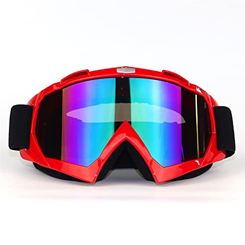 AYKANING Motocross Brille,Motorradbrille Mode Motorrad Motocross Off-Road Gläser Racing Dirt Bike Anti-UV-Helm-Goggle(Color:Red Frame) von AYKANING