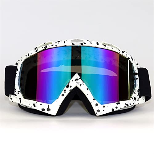 AYKANING Motocross Brille,Motorradbrille Mode Motorrad Motocross Off-Road Gläser Racing Dirt Bike Anti-UV-Helm-Goggle(Color:White black spots) von AYKANING